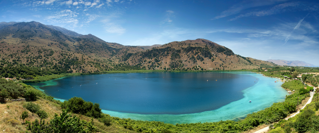 panorama of the lake Kourna, Crete, Greece